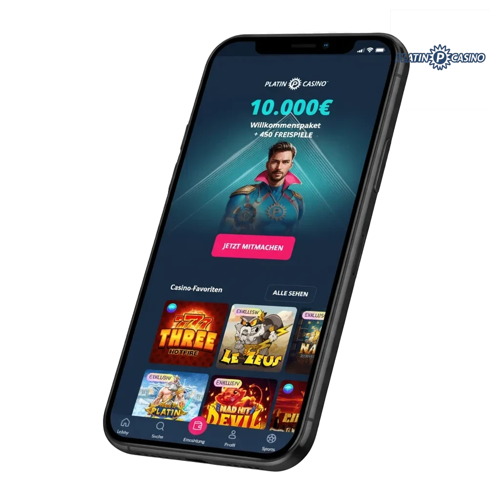 Platin Casino App Download für Android (APK) und iOS: Mehrsprachig, DE-legal, Sportwetten, Casino, viele Zahlungsarten