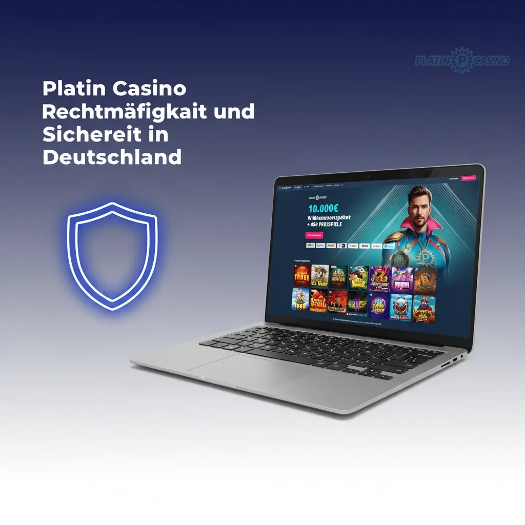 Infografik: Platin Casino mit EU‑Lizenz, SSL, KYC, Datenschutz; Limits/Selbstausschluss; konform mit deutschem Recht