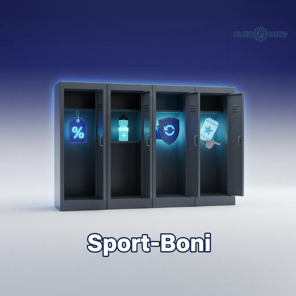 Übersicht Sport-Boni: 100% Ersteinzahlungs-Freiwette bis 100€, Kombi-Boost bis 50%, E-Sport-Freiwette, Cricket-Versicherung.