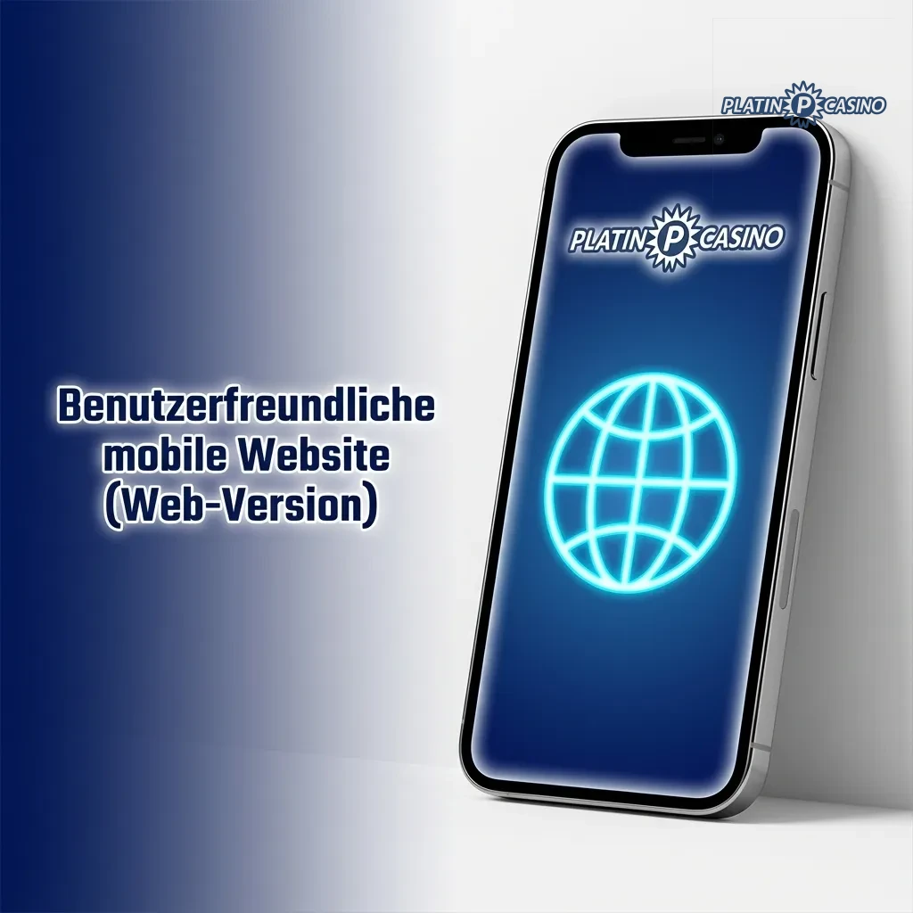 Platin Casino's responsive mobile website displayed on smartphone, showing instant browser-based gaming without downloads