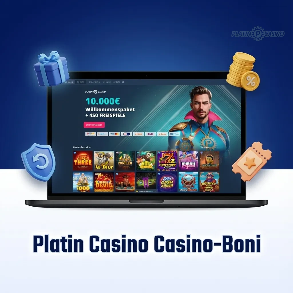 Platin Casino bonus offers including reload bonus, cashback, free spins, and highroller promotions