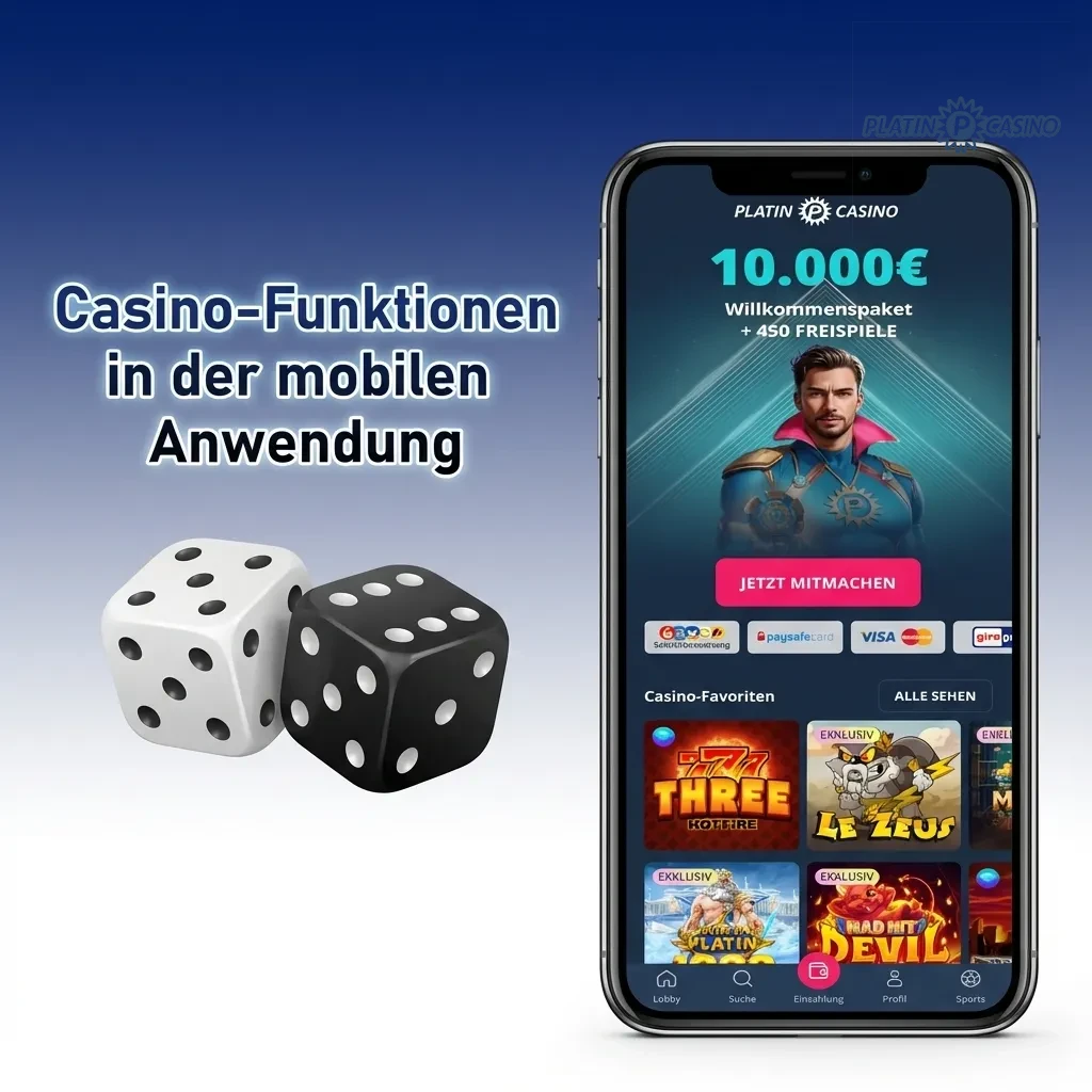 Mobile casino app interface showing live games, slots, and table games with easy navigation between betting options