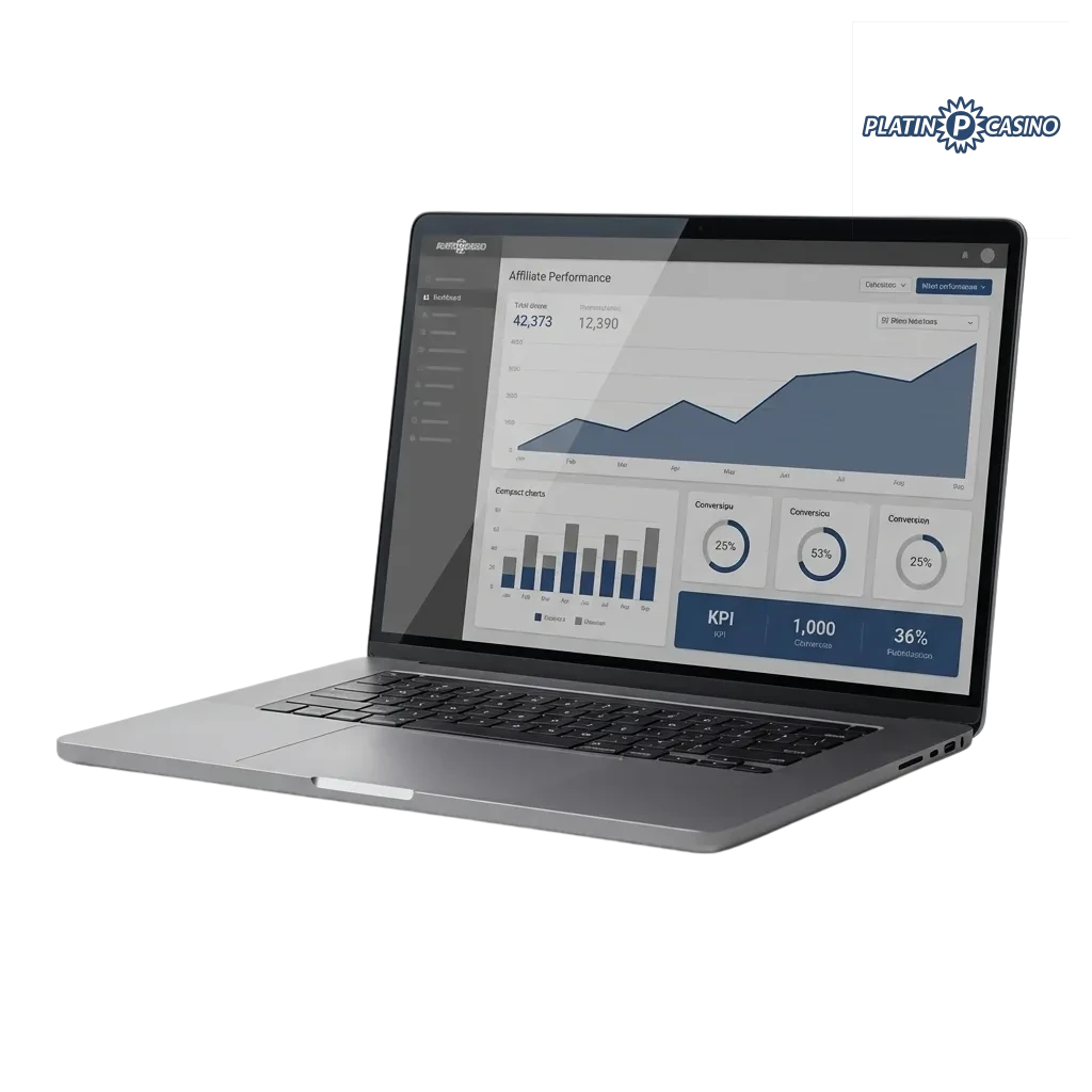 Platin Casino affiliate program dashboard showing commission models and marketing tools for German iGaming partners