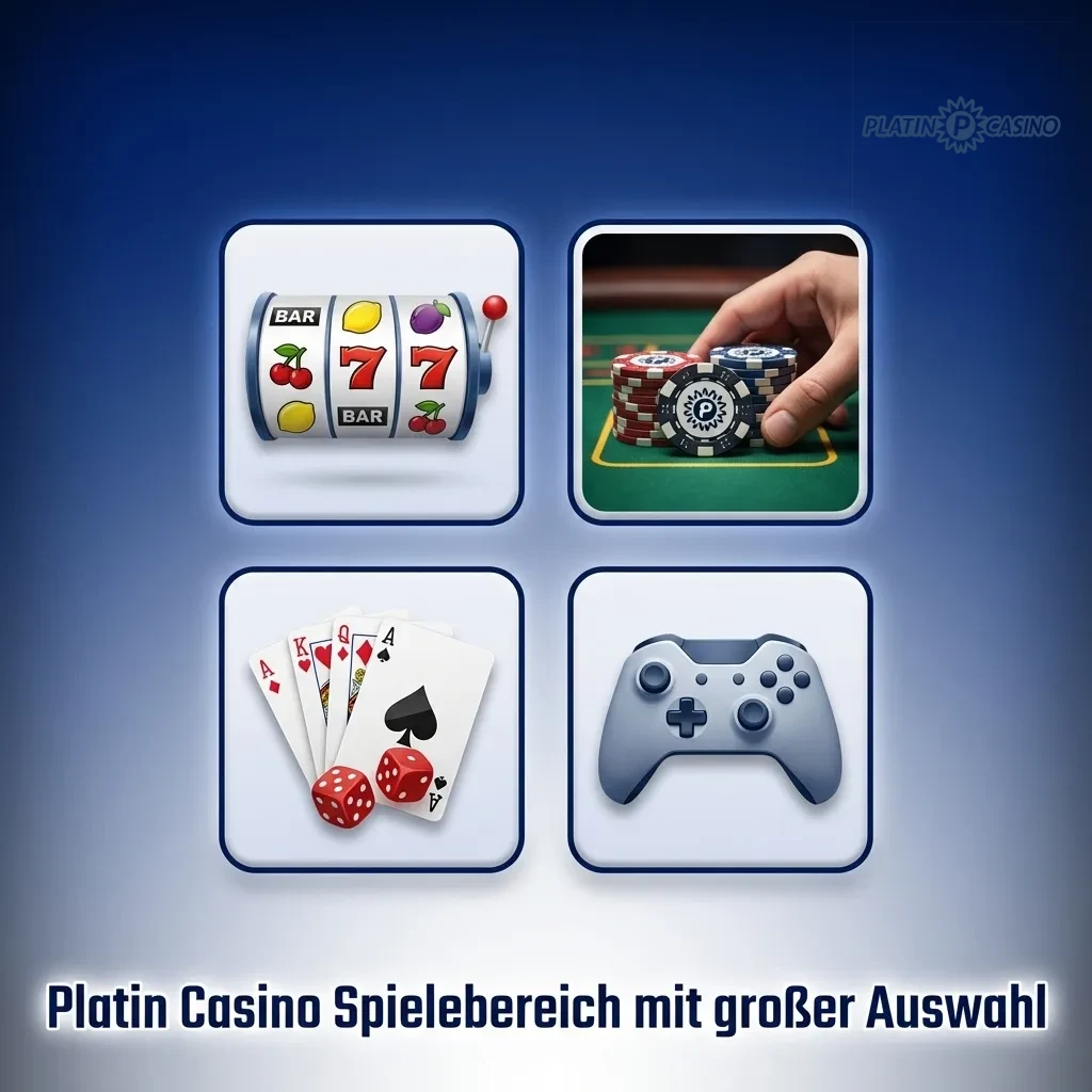 Platin Casino game library showing slots, table games, jackpots, video poker, scratch cards and arcade games